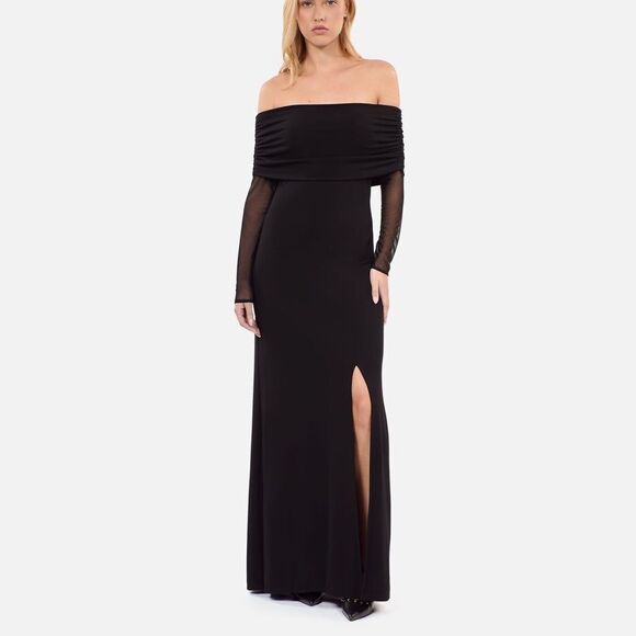 NWT The Kooples BLACK LONG MAXI JERSEY DRESS womens size 10 - Picture 1 of 16